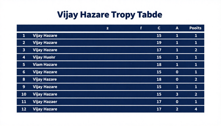 Vijay Hazare Trophy table